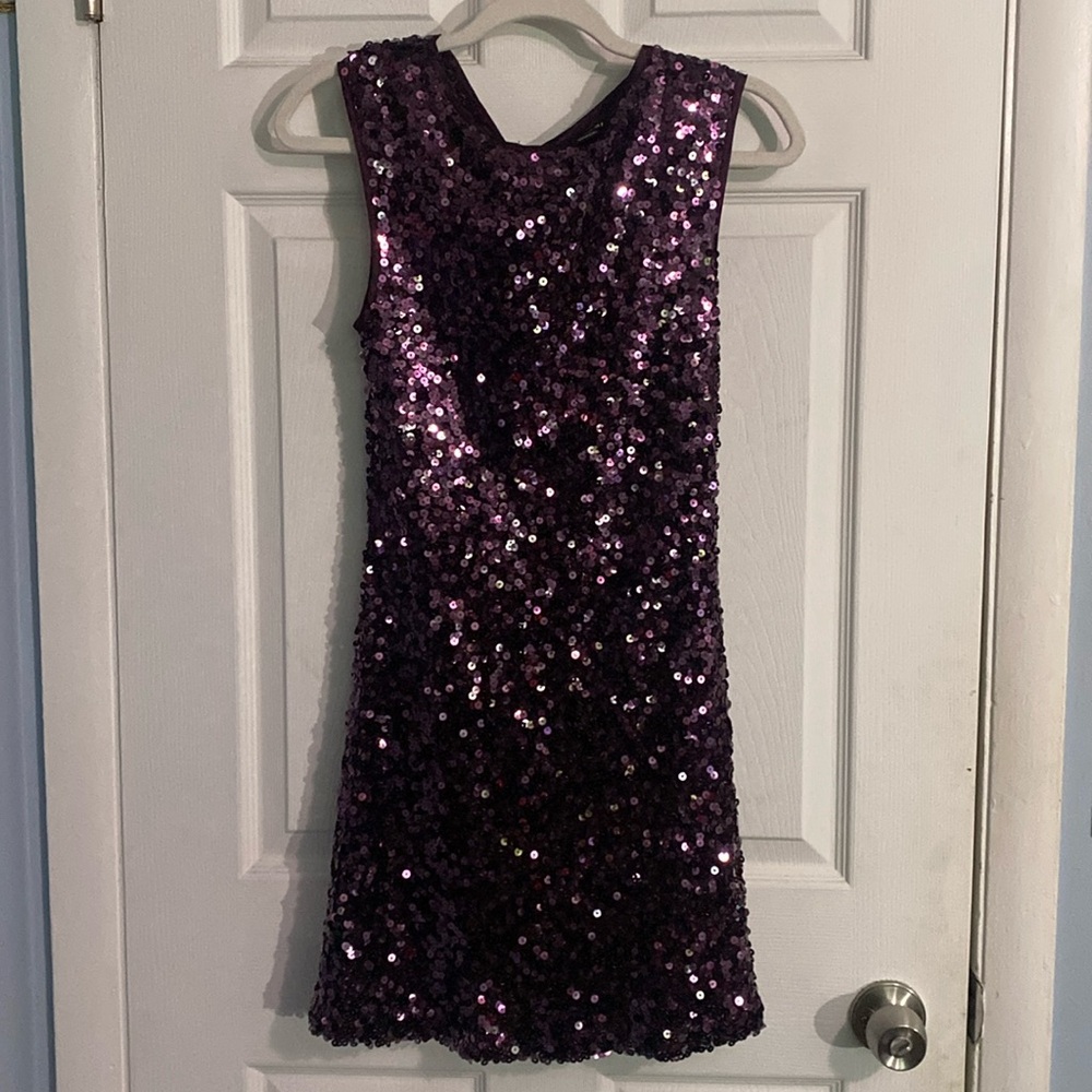 Forever 21 mini sequin dress, size small, purple